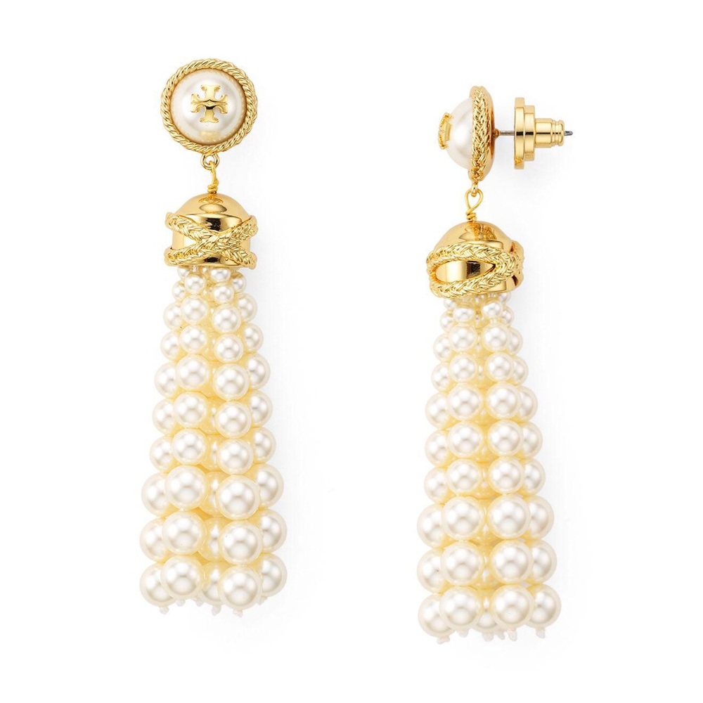 NWT Tory Burch Beaded Tassel Earrings